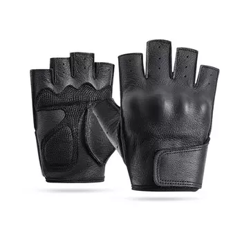 Kuang-Chi Перчатки из коровьей кожи Спортивные перчатки с половиной пальца Для велоспорта на открытом воздухе Для езды на горном велосипеде Шоссейные велосипеды Спортивные перчатки для велосипедного спорта - Черный Размер с половиной пальца XL