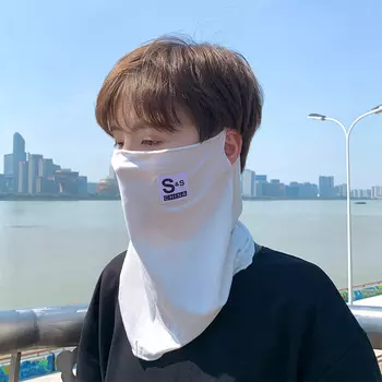 Kuang-Chi Солнцезащитная маска Мужская полнолицевая маска для шеи Летняя маска из ледяного шелка Мужская маска для шеи для велоспорта Мотоциклетная велосипедная маска Ss-White