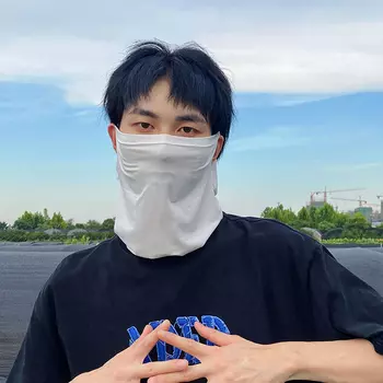 Kuang-Chi Солнцезащитная маска Мужская полнолицевая маска для шеи Летняя маска из ледяного шелка Мужская маска для шеи для велоспорта Мотоциклетная велосипедная маска Чистый белый