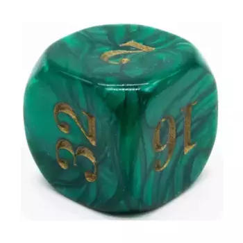 Кубик для удвоения жемчуга, 22 мм — зеленый с золотыми цифрами, Dice - Backgammon