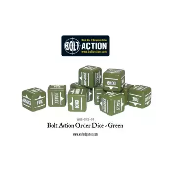 Кубики приказов действия болта — зеленые (12), Bolt Action - Core & Assorted