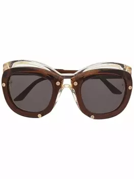 Kuboraum солнцезащитные очки в круглой оправе, коричневый