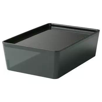KUGGIS КУГГИС Контейнер с крышкой, прозрачный черный, 18x26x8 см IKEA