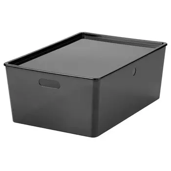 KUGGIS КУГГИС Контейнер с крышкой, прозрачный черный, 37x54x21 см IKEA