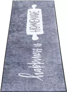 Кухонная дорожка Sehrazat "Kitchen 3013", прямоугольная, моющаяся, плоское переплетение, нескользящая, с коротким ворсом, проста в уходе 67х180 см, темно-серый