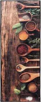 Кухонная дорожка Sehrazat "Kitchen 3060", прямоугольная, моющаяся, плоское переплетение, нескользящая, с коротким ворсом, проста в уходе 65х180 см, коричневый/красный