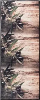 Кухонная дорожка Sehrazat "Kitchen 3070", прямоугольная, моющаяся, плоское плетение, нескользящая, с коротким ворсом, проста в уходе 80х300 см, коричневый/серый