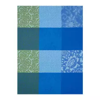 Кухонное полотенце Fleurs de Kyoto из чесаного хлопка Le Jacquard Franais, индиго