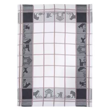 Кухонное полотенце из египетского хлопка - Собаки Daunex, цвет Antracite/Tortora