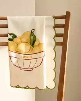 Кухонное полотенце с вишневым принтом Zara Home, зеленый