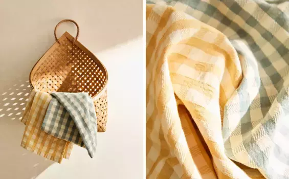 Кухонные полотенца из окрашенной нити (2 шт.) Zara Home, синий