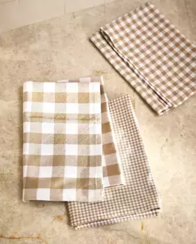 Кухонные полотенца из окрашенной нити (3 шт. в упаковке) Zara Home, бежевый