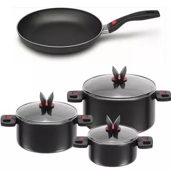 Кухонный набор Ballarini Click & Cook из 4 предметов. Кастрюля 28см + набор кастрюль 3 шт. с крышкой