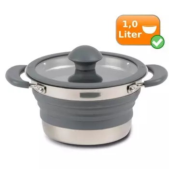 Кухонный набор Fatlbares - дорожный набор из 3 предметов - походная кастрюля 1 литр + кастрюля 3 литра + сито Kampa, серый