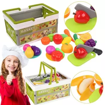 Кухонный набор с едой в корзине, корзина для покупок для детей Mega Creative
