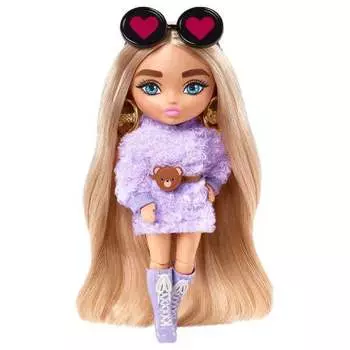 Кукла Barbie Extra Mini Doll Blonde Pigtails Purple Hoodie