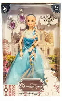 Кукла в бальном платье с колье и серьгами. Волосы синие. Inna marka