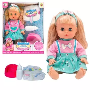 Кукла в зеленом платье с 3 аксессуарами - разговаривает, смеется и писает. Kathay-Haster
