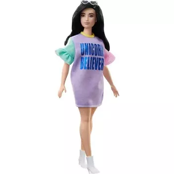 Куклы и аксессуары Barbie Fashionistas, черные волосы, футболка с единорогом