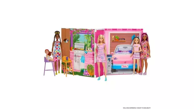 Кукольный домик Barbie с куклой Barbie и аксессуарами для украшения.