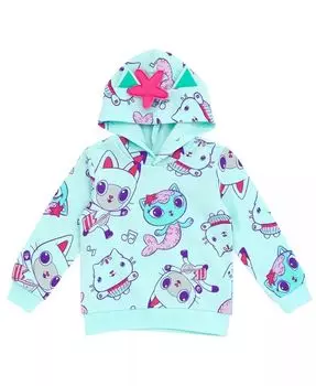 Кукольный домик для маленьких девочек Dreamworks Gabbys Pandy Paws Cakey Cat MerCat, флисовый свитер с капюшоном для малышей|ребенка Dreamworks Gabby's Dollhouse, синий