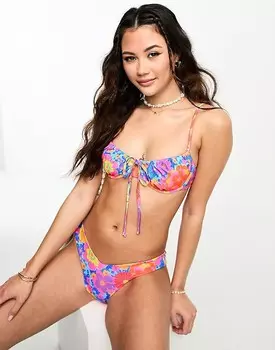 Kulani Kinis – Sapphire Sun – D 3 бикини V-образного выреза с глубоким вырезом и цветочным узором