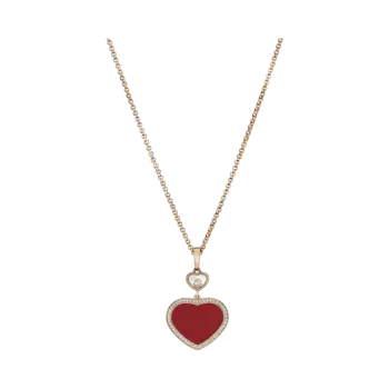 Кулон Chopard Happy Hearts - Подвеска, розовое золото, бриллиант, красный камень