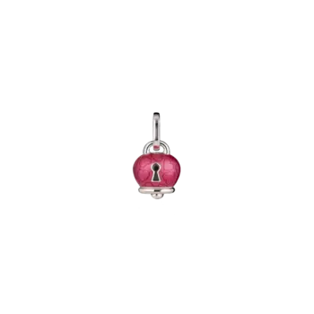 КУЛОН-КОЛОКОЛЬЧИК MEDIUM ET VOILA'' С СЕРДЕЧКАМИ И ЗАМКОМ ИЗ СЕРЕБРА И БУГАНВИЛЬСКОЙ ЭМАЛИ Chantecler