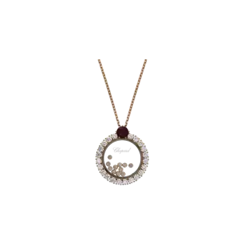 Кулон на цепочке Chopard Happy diamonds из розового золота с бриллиантами и рубином