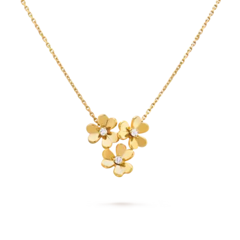Кулон Van Cleef & Arpels Frivole, 3 цветка, мини модель, 18-ct желтое золото, бриллиант
