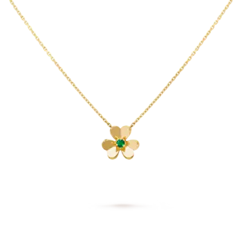 Кулон Van Cleef & Arpels Frivole, мини модель, 18-ct желтое золото, изумруд