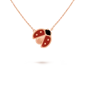 Кулон Van Cleef & Arpels Lucky Spring, божья коровка с раскрытыми крыльями, 18-ct розовое золото, сердолик, оникс