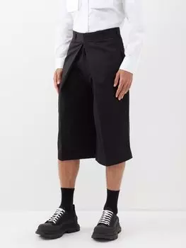 Кюлоты из хлопка и габардина с объемными складками Alexander McQueen, черный