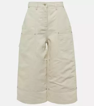 Кюлоты из хлопка и льна с высокой посадкой Loewe, белый