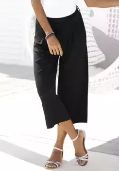 Кюлоты LASCANA (с поясом), длиной 7/8 и поясом, тканевые брюки, элегантные и летние, черный