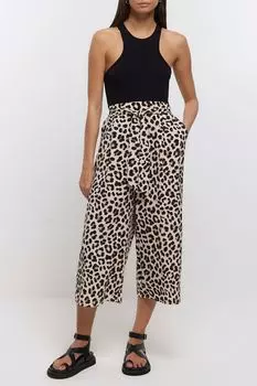 Кюлоты с анималистичным принтом River Island, коричневый