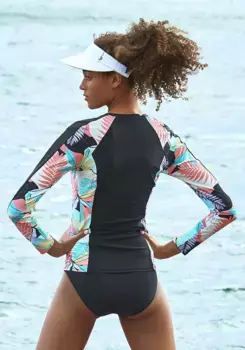 Купальная рубашка LASCANA ACTIVE "Layne" с длинными рукавами идеально подходит для сапсерфинга, цвет Schwarz-Bedruckt