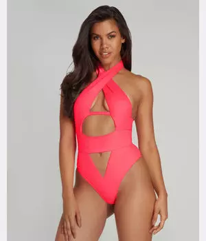 Купальник Agent Provocateur слитный с разрезами, розовый