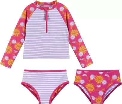 Купальник ANDY & EVAN KIDS Striped Rashguard & Swim Suit Set, цвет Pink Grapefruit