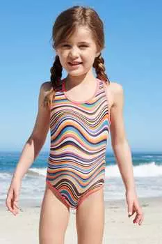 Купальник Artist с завитками для девочек Paul Smith Junior, мультиколор