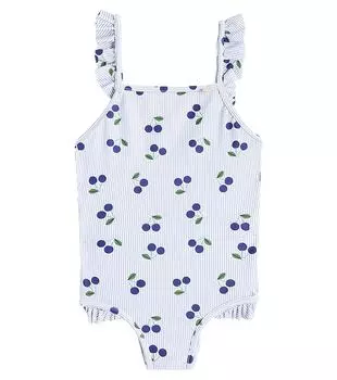 Купальник Baby Cecilia с принтом и оборками Bonpoint, синий