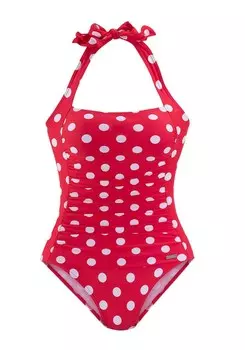 Купальник-балконет с бюстгальтером Lascana, красный