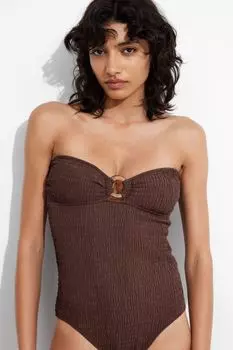 Купальник-Бандо со сборками & Other Stories, коричневый