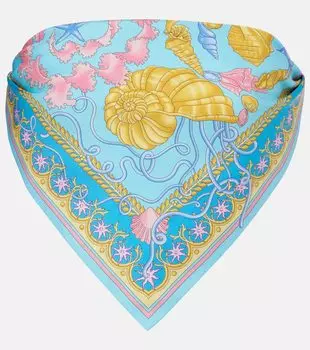 Купальник бандо Underwater Barocco с узором "ёлочка" Versace, Azur+Multicolor