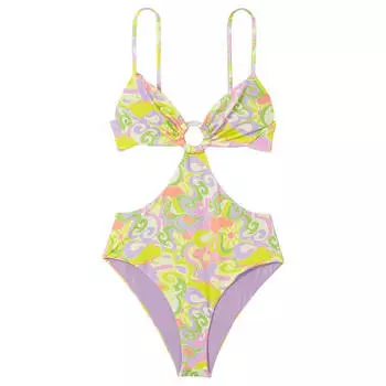 Купальник Beach Riot Kristen One-Piece, зеленый/светло-зеленый/розовый