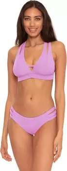 Купальник BECCA Fine Line Rib Elaine Split Strap Halter, цвет Orchid