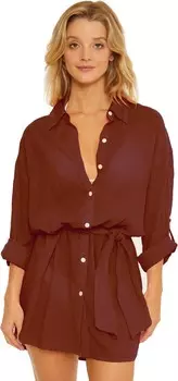Купальник BECCA Gauzy Button Front Collared Shirtdress Cover-Up, цвет Coconut