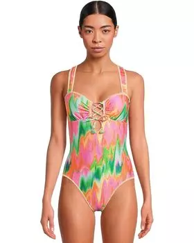 Купальник BECCA Mirage Kylam Bandeau One Piece, цвет Mutlicolor