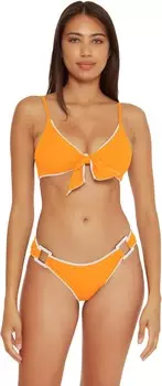 Купальник BECCA Modern Edge Rib Gracie Buckle Side Hipster, цвет Orange Burgundy