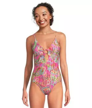 Купальник BECCA Polynesia Tatum Textured Ring Cut Out One Piece, цвет Multicolor